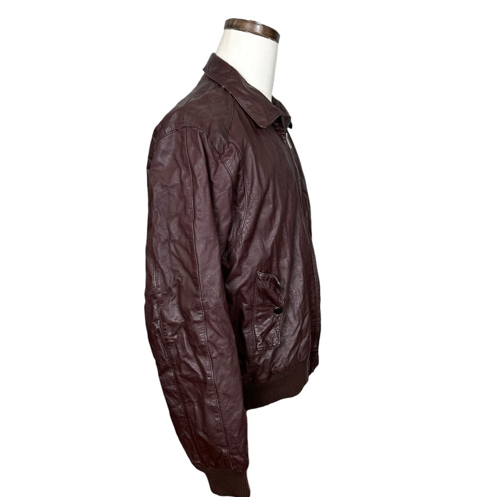 Saddlery Vintage Leather Classic Brown Bomber Jacket - Picture 3 of 12